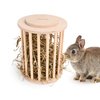 andwe Hay Feeder Less Wasted Wooden Food Feeding Rack for Rabbit Guinea Pig Chinchilla - Standing Pet-self Feeding Hay Manage