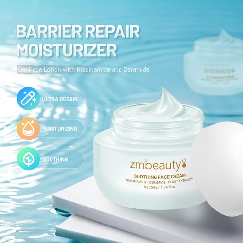 ZMbeauty Ultra Soothing Moisturizing Gel, Hydrating Gel Face Moisturizer with Aloe Vera, Ceramide and Niacinamide for All Skin Types, Intense Hydration, Skin Barrier Repair Face Cream, 1.76 fl oz