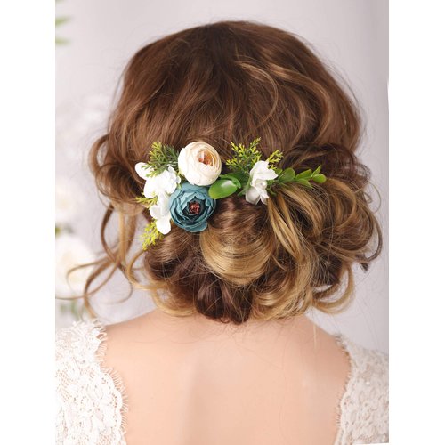 Kercisbeauty Bridal Floral Hair Pins Wedding Pearl Hair Combs Barrette Flower Set Hair Piece Evening Party Hair Accessories(Pack of 3)