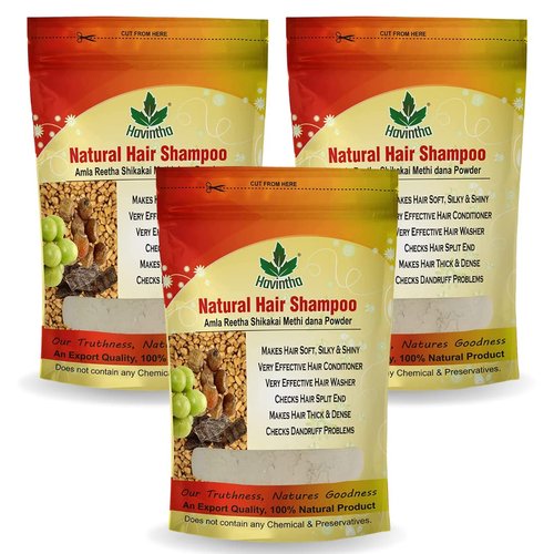 Natural Hair Shampoo with Amla, Reetha, Shikakai and Methi dana Powder hair wash - 227 Grams (Advanced shampoo) (PACK OF 3)