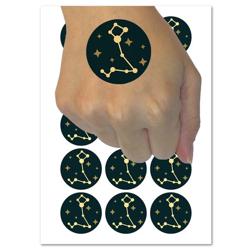 Pisces Zodiac Star Constellations Temporary Tattoo Water Resistant Fake Body Art Set Collection - 54 1" Tattoos (1 Sheet)