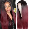 T1b/99J Burgundy Lace Front Wigs Human Hair Pre Plucked Glueless 4x4 Colored HD Lace Front Wigs Human Hair 150 Density Lace Front Wigs for Women Human Hair with Baby Hair Wine Red(T1B/99J, 30inch)