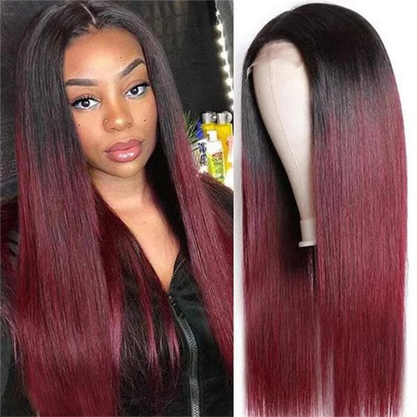 T1b/99J Burgundy Lace Front Wigs Human Hair Pre Plucked Glueless 4x4 Colored HD Lace Front Wigs Human Hair 150 Density Lace Front Wigs for Women Human Hair with Baby Hair Wine Red(T1B/99J, 30inch)