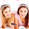 ANBALA Cat Ears Headbands 12Pcs Plastic Hairbands Glitter Cat Headbands Sparking Ribbon Hair Accessories for Women Girls Halloween, Daily Wearing and Party Favors (Colorful)