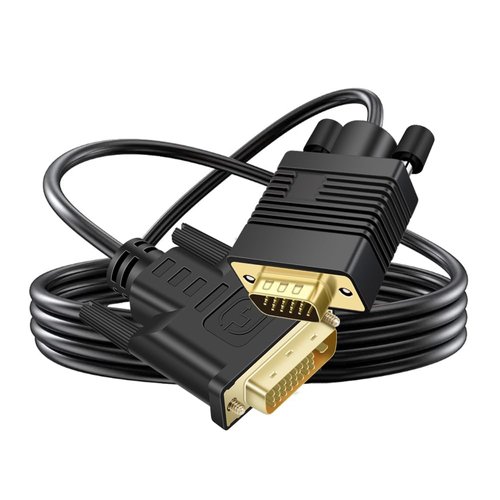 Kirzi DVI(Sources) to VGA (Display) Cable, Uni-Directional DVI-D 24+1 to VGA Cord, Gold-Plated Connectors, 1080P Full HD for HDTV, PC, Host, Laptop, Monitor, Projector, Black Cable (6.6ft)
