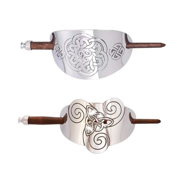 2 Pcs Hair Stick Hair Slide Celtic Hair Clips Braids Ponytail Holder Pin Clips Hair Pin Hair Jewelry Viking Hair Accessories for Women Girls