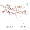 DECOWALL DWL-2009 Garden Birds and Cherry Blossom Wall Stickers Wall Decals Peel and Stick Removable Wall Stickers for Kids Nursery Bedroom Living Room d?cor
