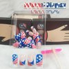 24Pcs 4th of July Press on Nails with Fourth of July Design, Independence Day Manicure Art Acrylic Short Square Fake Nails Stick on Nails Glossy Sparkly French False Nails Gel Glue on Nail for Women