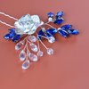 Wedding Hair Accessories for Brides, Beusoulover Bridal Hair Accessories 2 Pieces Sapphire Blue Crystal Hair Pieces, Handmade Rhinestone Bridal Hair Pins for Women, Girl, Brides, Bridesmaids, Prom,