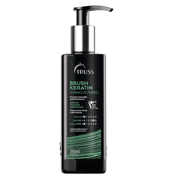 TRUSS Brush - Intensive Leave-in Hair Repair Treatment for Damaged Hair - Heat Activated with Keratin & Collagen Amino Acid Proteins - Thermal Protector That Controls Frizz; Restores Shine & Strength
