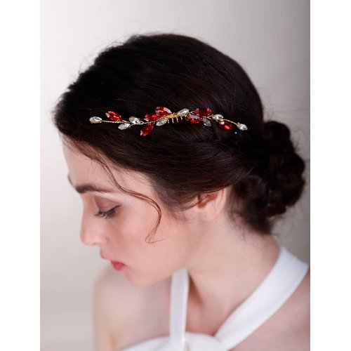Chargances Bridal Rhinestone Hair Comb Wedding Royal Blue Crystal Hair Vine Comb Vintage Handmade Hair Accessories for Bridesmaid Prom Flower Girls (Royal Blue)