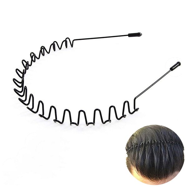 KELUBATU Metal Hair Bands for Men Womens Hair Bands Black Wavy Hair Bands Spring Outdoor Sports Headbands Unisex Hair Bands Accessories Simple Elastic Headwear.