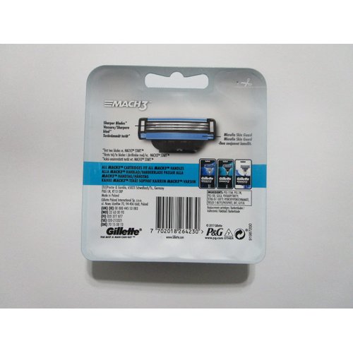 Gillette Mach3 Razor Blades for Men, Pack of 4 Refill Blades (2 Packs)