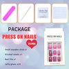 Square Short Fake Nails Acrylic Press on Nails Glitter Sequins False Nails with Designs Rose Pink Full Cover French Tip Glue on Nails Short Length for Women 24 Pcs