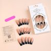 French Tip Press on Nails Coffin Fake Nails Medium False Nails with Heart Designs Pink Glue on Nails Black Tip Stick on Nails Full Cover Acrylic Nails Glossy Artificial Nails for Women DIY Nails
