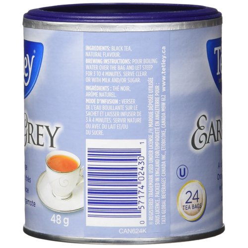Tetley Earl Grey Tea, 24 tea bags, 48g/1.69oz, (Imported from Canada)