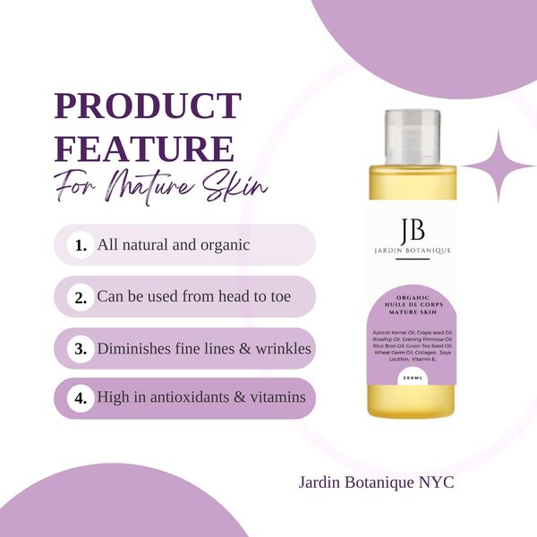 Organic Body Oil for Mature Aged Skin 200ml