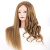 Training dummy head 60% Real Hair Professional Cosmetology Mannequin Manikin Dolls Head, Styling Model for Hairdresser Hair set includes small desktop stand (yellow)