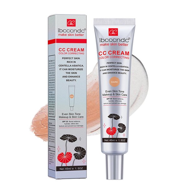 Color Correcting CC Cream,Hydrating CC Cream Foundation with Centella Asiatica Multi-Purpose Pre-makeup Primer Moisturizing Facial Concealer Sunscreen Full-Coverage CC Cream with SPF 25 (01)