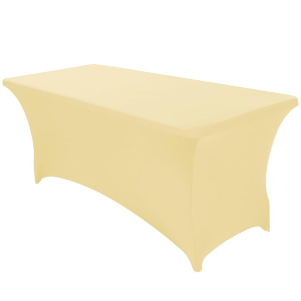 SEPARO 1 Pack 6 Ft Beige Table Cover Fitted Rectangular Tablecloth Stretchable Fabric Lycra Table Cloth 6 ft Wrinkle-Free for Party Tradeshows Banquet Weddings Cocktail