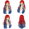 Anogol Hair Cap+80Cm/32Inch American Flag Wig 4th of July Costume Wig Red White and Blue Curly Wig For Party Cosplay Women, Long Red White Blue Wig With Bangs Patriotic Hair Costume Wigs Halloween