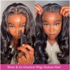 Ahaisy Wear and Go Glueless Wig Short Bob Wigs Human Hair Pre Plucked Pre Cut Body Wave Lace Front Wigs for Black Women Glueless Upgraded No Glue 4x4 Lace Closure Wigs for Beginners (8 Inch)