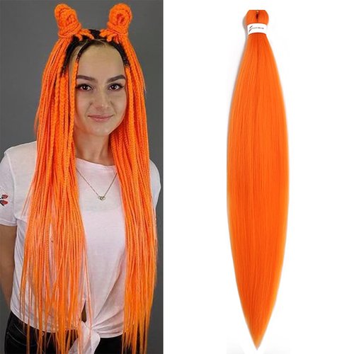 BALINGHAIR Pre-Stretched Braiding Hair Orange Braids Hair Extensions 26 Inch(Orange-1Pcs)