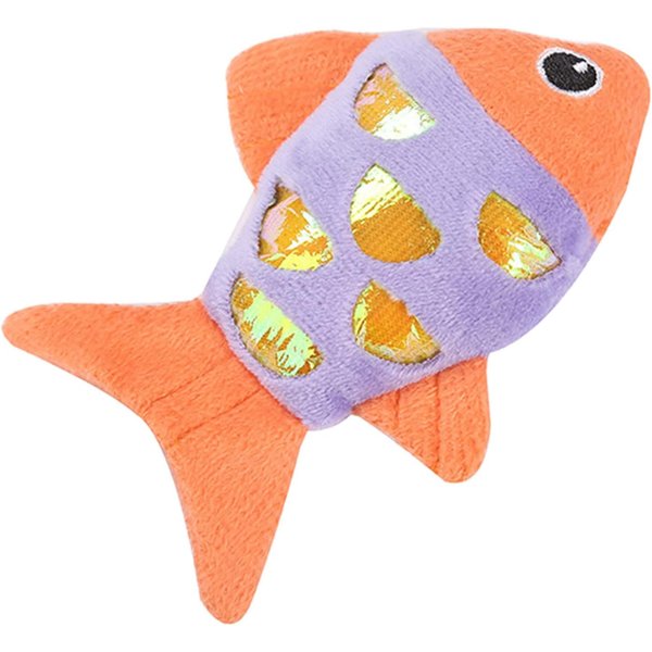 Jinshining Orange Plush Fish Pet Bite-Resistant Teething Chew Toy Keep Kitten Busy for Biting with Rattle Sound Fish Theme Chewing for Indoor Cats,Floppy Fish Cat Toy