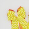 Yellow & Peach Polka Dot Chevron Set of 2 Equestrian Hair Bows-Available on French Barrette, Alligator Clip (Aligator Clip)