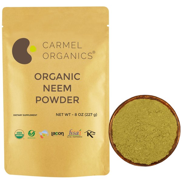 CARMEL ORGANICS Neem Leaves Powder | 8 Oz or 227 Grams | USDA Certified Organic | Non GMO | No Added Preservatives or Additives | Azadirachta Indica Powder