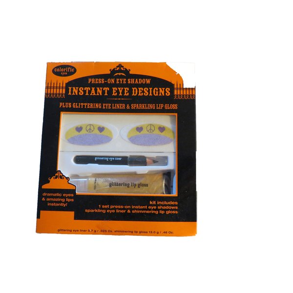 Walmart Halloween Instant Eye Designs Press on Eye Shadow, Glitterying Eye Liner, Sparkling Lip Gloss