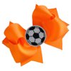SOCCER BALL BOW Girls 4.5 Inch Grosgrain Soccer Hair Bow with Embroidered Soccer Ball By Funny Girl Designs (Orange)