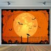 CYLYH 8x6ft Happy Halloween Orange Backdrop Halloween Eve BackdropHalloween Party Lantern Moon Bat Spider Web Graveyard Fence Photography Background Party Decorations