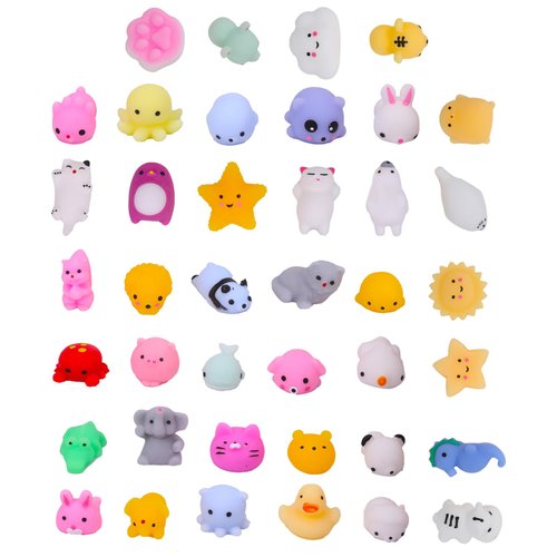 Kawaii Extrusion Toys Children's Party Gifts with Glutinous Rice Soft Toys Soft Novelty Mini Stress Relief Toys Class Prizes Birthday Gifts Gift Bag Fillers (40 Multi-Color Animals)