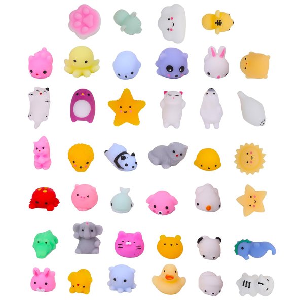 Kawaii Extrusion Toys Children's Party Gifts with Glutinous Rice Soft Toys Soft Novelty Mini Stress Relief Toys Class Prizes Birthday Gifts Gift Bag Fillers (40 Multi-Color Animals)