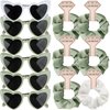Clcnsusilk Satin Bridesmaid Scrunchies Bachelorette HairTies Set of 6 sunglasses Bridal Shower No Damage Hair ties ideas Gift for Wedding Party Favors Bridesmaid Proposal Gifts (White&Sage Green)