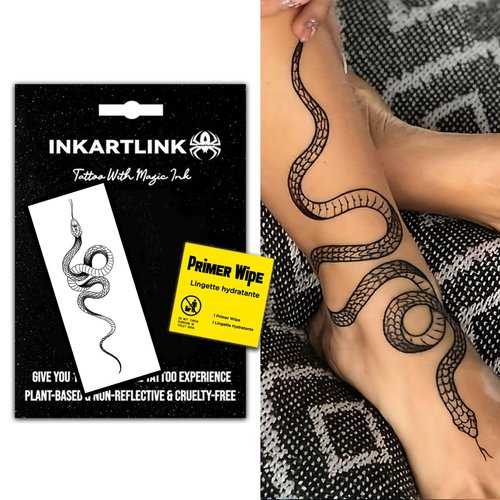 INKARTLINK Semi Permanent Tattoos, realistic temporary tattoos, suitable for cool boys and girls, waterproof and non-reflective, exquisite packaging, unique design(Snake 2)
