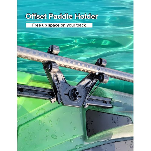 Atader Kayak Paddle Holder, Kayak Accessories for Fishing, Dual Head Kayak Track Mount Accessories, Offset Paddle Holder for Kayaking, Kayak Rail Accessories Black