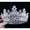 Vintage Full Crown Clear Austrian Crystal Rhinestone Tiara Pageant Prom T12159 Silver