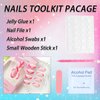 Acrylic Press on Nails Short Oval Rose Red and Orange French Tip Fake Nails Press ons Light Pink Full Cover Stick on Nails Glossy Artificial False Nails for Girls 24Pcs