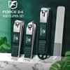 Force24 - Nail Clipper Set, Ultra Sharp Sturdy Fingernail Toenail Clipper Nail Clipper with Glass File 4 Pcs Set for Men Women Adult Nail Cutter Set for Thick Toenails & Nails
