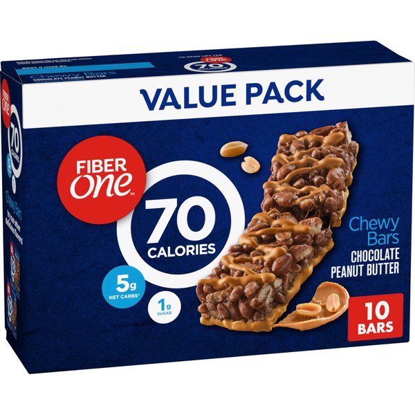 Fiber One 70 Calorie Chewy Snack Bars, Chocolate Peanut Butter, 10 ct
