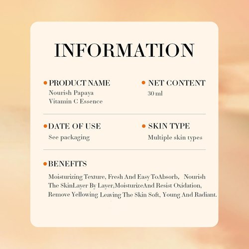 BIOAQUA 98% Papaya Extract Vitamin C Nourish PawPaw Essence Deep Hydration Fine Pores 30ml / 1.01fl.oz