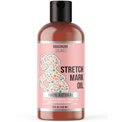 Magnum Solace Stretch Mark Oil for Pregnancy – 100% Natural Belly Oil for Pregnancy with Cocoa Butter Oil, Almond Oil for Skin – Alternative to Stretch Mark Cream for Pregnancy