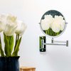 Ovente 7" Wall Mount Makeup Mirror, 1X & 7X Magnifier, Adjustable Spinning Double Sided Round Reflection, Extend, Retractable & Folding Arm, Bathroom & Vanity Décor, Polished Chrome MNLFW70CH1X7X