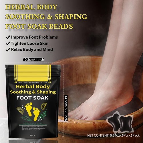 25PCS Herbal Body Detox Foot Soak Beads, Detox & Shaping Cleansing Foot Soak for Men and Women, Daily Rebody Body Detoxingherbs Foot Soak Beads for a Relaxing and Soothing Experience (5 Pack /25 PCS)