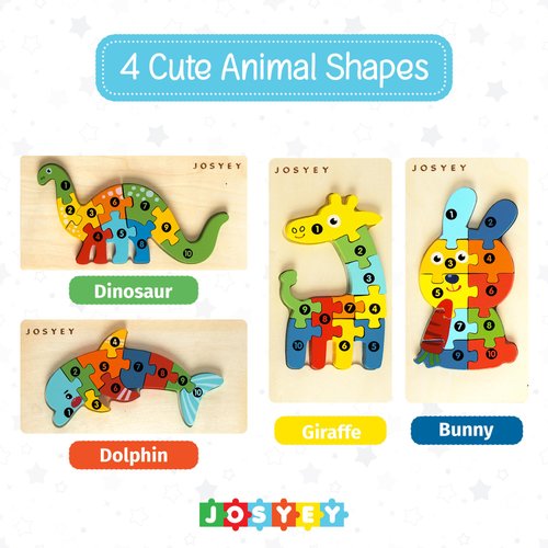 Montessori Toys for 3 Year Old - Puzzles for Kids Ages 3-5 - Educational Toys for 3 Year Old - Toddler Puzzles - Toddler Learning Toys Ages 3-5 - Fun and Colorful 4 Pack of Animal Puzzles to Gift kids