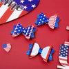 Whaline 4th of July Bow Hair Clips 6pcs Glitter American Flag Barrette Hair Bow Patriotic Stars and Stripes Hairgrips Baby Girls Women Hair Accessories for Independence Day Memorial Day