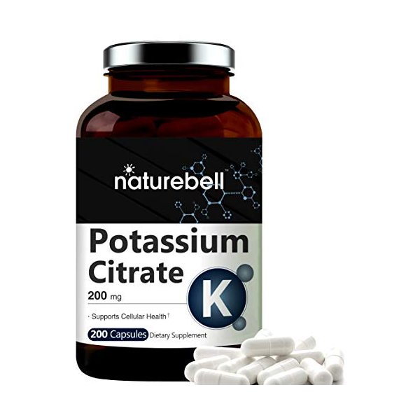 Potassium Magnesium Supplement – Potassium 200mg + Magnesium 200mg – Easily Absorbed Potassium Citrate & Magnesium Citrate – Muscle, Bone, & Heart Health Support – Non-GMO
