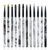 Nail Art Brushes Set, YIHUELE Nail Art Design Painting Tools with Nail Extension Gel Brush, Nail Art Liner Brush for Gel Polish Manicure Salon DIY at Home (White and black)